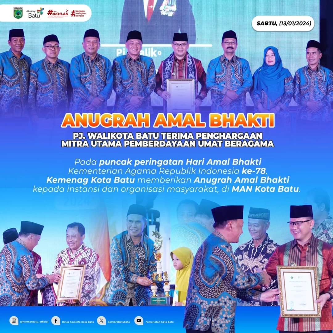 Hari Amal Bhakti Kemenag Ke 78 Pj Wali Kota Batu Dr Aries Terima