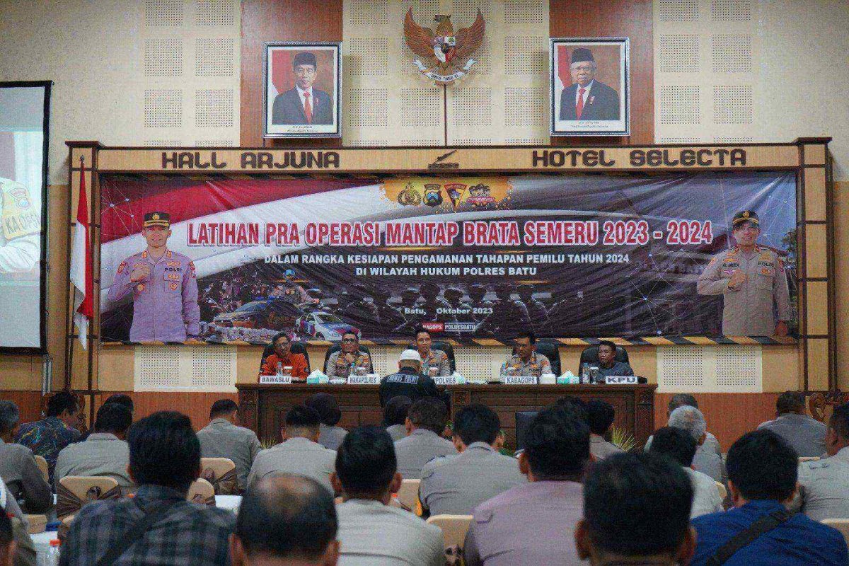 Jalin Sinergitas Jelang Pemilu 2024 Mendatang, Polres Batu Gelar Lat Pra Operasi Mantab Brata Semeru 2023