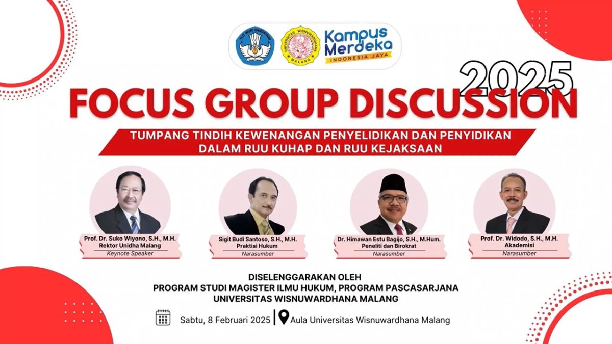 Universitas Wisnuwardhana Malang Bakal Gelar FGD, Edukasi Masyarakat Soal RKUHP