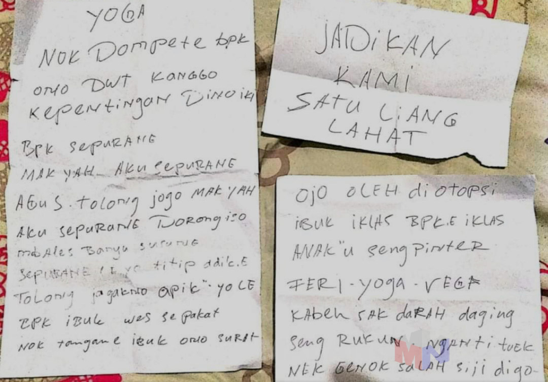 Sepasang Suami Istri di Wagir Bunuh Diri, Tinggalkan Surat Ini