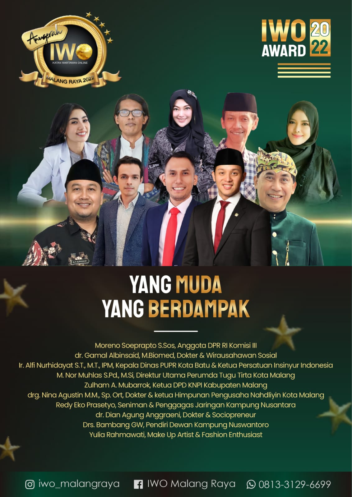 Sejumlah 20 Tokoh Malang Raya, Raih IWO AWARD 2022