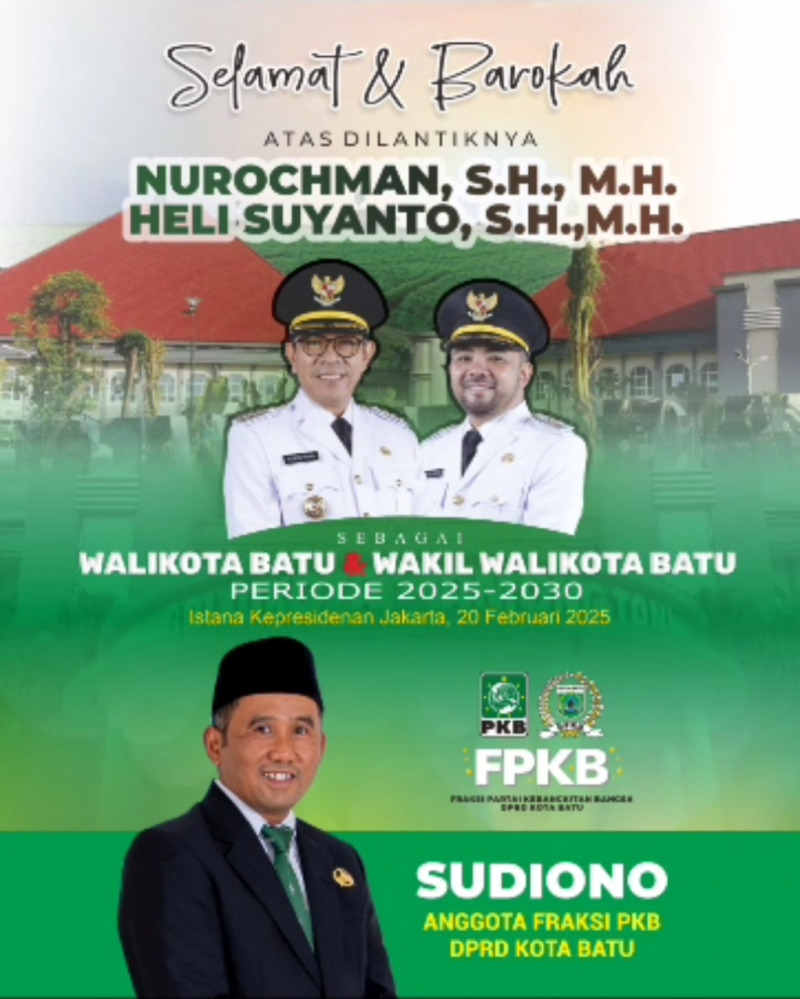 Iklan Ucapan Pelantikan Wali Kota Batu dan Wakil Wali Kota Batu