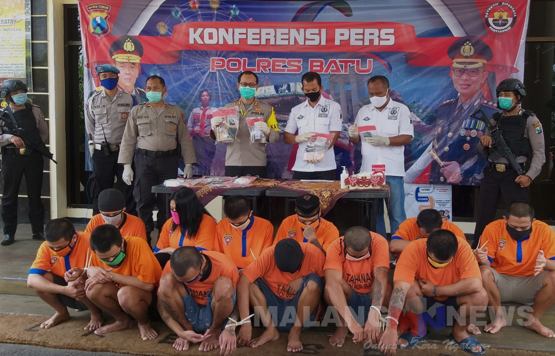 Polres Batu Tangkap 12 Pengedar dan Pemakai Narkoba