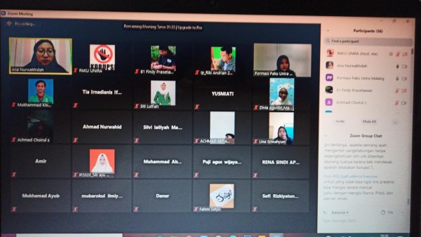 Edukasi Lawan Korupsi, PAKU UNIRA Malang Gelar Webinar