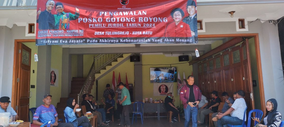 Tampung Aspirasi Masyarakat dan Kawal Pemilu 2024 Jurdil, DPC PDI Perjuangan Ranting Desa Tulungrejo Dirikan Posko Gotong Royong