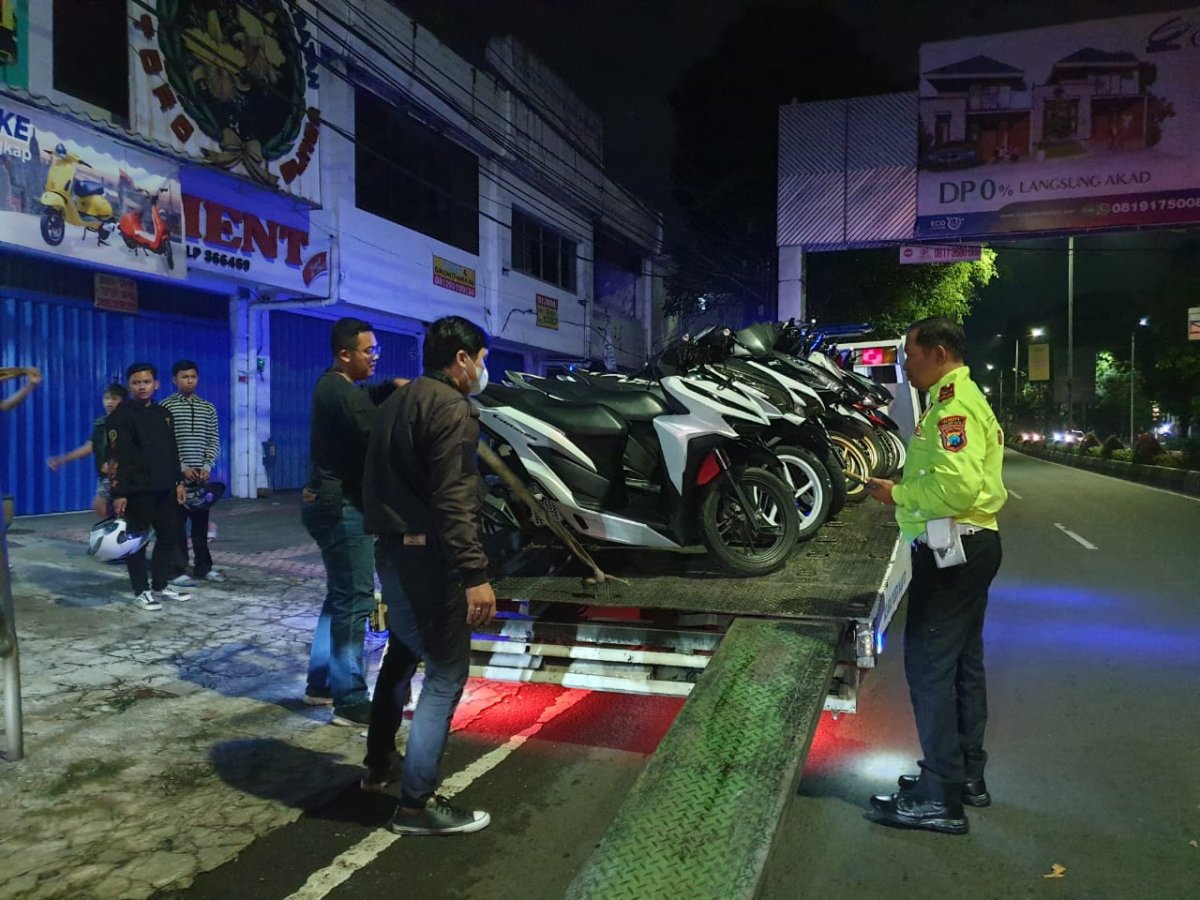 Berantas Balap Liar, Satlantas Polresta Malang Kota Amankan Puluhan Joki dan Sepeda Motor