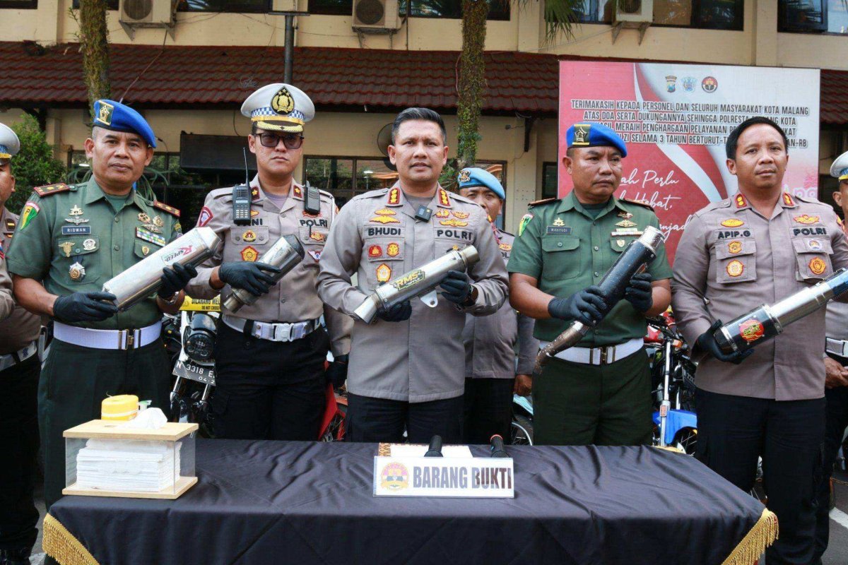 Operasi Cipkon, Polresta Malang Kota Bersama TNI Berhasil Amankan Ratusan Ranmor yang Diduga untuk Balap Liar