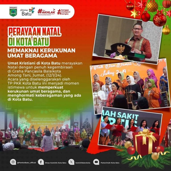 Hadiri Perayaan Natal, Pj. Wali Kota Batu Dr. Aries: Perkuat Kerukunan Umat Beragam dan Hormati Keberagaman