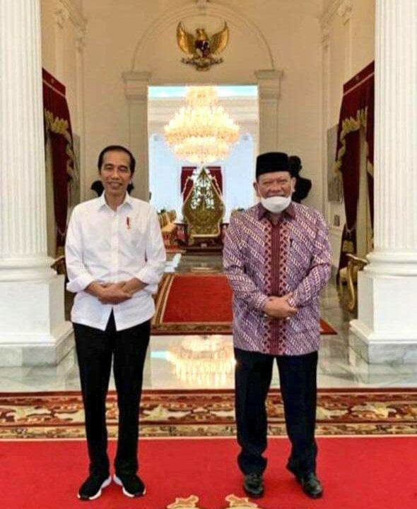Ketua DPD RI AA LaNyalla Mahmud Mattalitti kembali bertemu empat mata dengan Presiden RI Joko Widodo di Istana Merdeka, Jakarta
